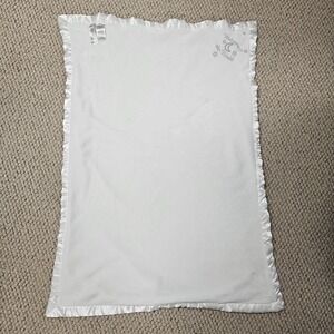 Little Me Welcome to the World White Gray Moon and Stars Baby Blanket 30 x 40"